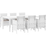 7-dijelni set za objedovanje u vrtu s jastučićima bijeli poli ratan | shoptok.hr