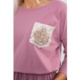 Kesi Haljina sa džepom sa šljokicama tamno roza bijela | tamnocrvena | pink | ePonuda.com
