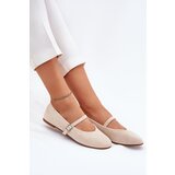 Boto Flat Ballerinas With Strap Eco Suede Beige Tirilina | Shoptok.si