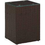 vidaXL bočni stolić sa staklenom površinom smeđi 35x35x52 cm poliratan | shoptok.hr