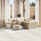 vidaXL 13-delni vrtni sofa set z blazinami bež poli ratan akacija, 3-delni vrtni jedilni set z blazinami bež poli ratan akacija | Shoptok.si