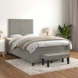 The Living Store Box spring postelja z vzmetnico svetlo siva 120x200 cm žamet - Box Spring Postelja, (21438702) Cene