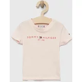 Tommy Hilfiger Otroška bombažna kratka majica roza barva