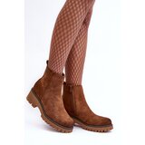 Boto Suede Ankle Boots with Flat Heel and Fleece Lining Brown Neafgi | ePonuda.com