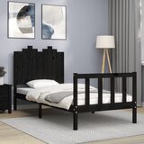  Kreveta s uzglavljem crni 90 x 190 cm od masivnog drva | shoptok.hr