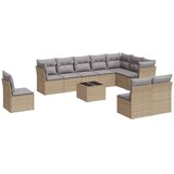 Maison Chic Seti vrtnega pohištva - Vrtna garnitura - Vrtni pohištvo set 11-delna z blazinami bež poli ratan, (21816045) | Shoptok.si