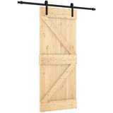  Klizna vrata Prirodna i crna 85 x 210 cm Čvrsta borovina | shoptok.hr