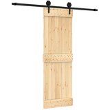  Klizna vrata Prirodna i crna 70 x 210 cm Čvrsta borovina Smeđa 200 x 5.5 x 210 cm | Shoptok.si