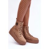 VINCEZA Suede Boots on Massive Platform Wedge Heel Beige Lavica | Shoptok.si