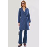 armonika Women's Dark Blue Tie Long Coat cene