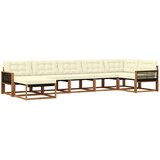 vidaXL Zunanja garnitura za sedenje z blazino 7 pcs Naravna in smetana, (5000273611) | Shoptok.si