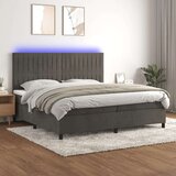 Box spring s madracem LED tamnosivi 200x200 cm baršun Cijene