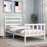 vidaXL Posteljni okvir z vzglavjem bel 90x190 cm trden les Cene