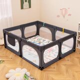  Otroška igralnica z vzmetnico, 50 igralnimi žogicami, 4 obročki za vlečenje in 4 vrati z zadrgo, temno siva | Shoptok.si