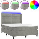 The Living Store Box spring postelja z vzmetnico LED sv. siva 140x190 cm žamet - Box Spring Postelja, (21490376) | Shoptok.si