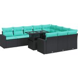 vidaXL Vrtna sedežna garnitura z blazinami 11-delna rjav ratan/akacija, (22048091) | Shoptok.si