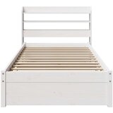  Posteljni okvir z vzglavjem bel 75x190 cm trdna borovina, (21304038) | Shoptok.si