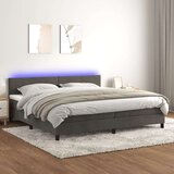  Box spring s madracem LED tamnosivi 200x200 cm baršun Cijene