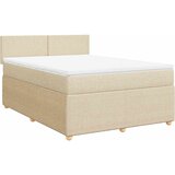  Krevet s oprugama i madracem krem 140 x 190 cm od tkanine | shoptok.hr