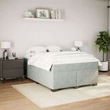 vidaXL Box spring postelja z vzmetnico svetlo siva 160x200 cm žamet | Shoptok.si