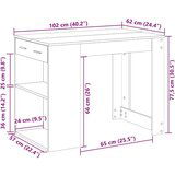 vidaXL Pisalna miza s predalom in polico črn 102x62x77,5 cm inž. les | Shoptok.si