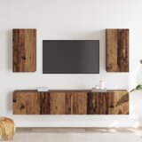  Set TV komoda s policom Zidne s pohranom s vratima 4 pcs Staro drvo 160 x 30 x 30 cm | shoptok.hr