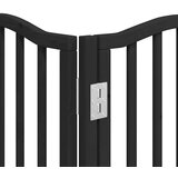 vidaXL Ograda za pse z vrati zložljiva 15 panelov črna 750 cm les | Shoptok.si