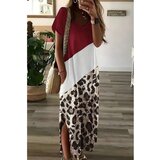 Fenzy Elegantna Maxi Haljina S Uzorkom Leoparda, Crvena | shoptok.hr