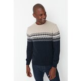 Trendyol Navy Blue Men's Slim Fit Crew Neck Paneled Knitwear Sweater Cijene