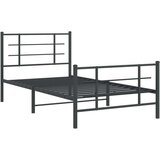 Metalni okvir kreveta uzglavlje i podnožje crni 100x190 cm | shoptok.hr