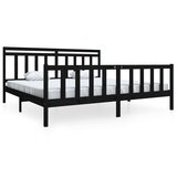 Maison Chic Posteljni okvir - Dvoposteljna postelja - Zakonska postelja črn iz trdnega lesa 200x200 cm-J4929, (21770598) | Shoptok.si