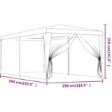 Šator za zabave sa 6 mrežastih bočnih zidova crveni 3x6 m HDPE | shoptok.hr