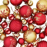  Set božićnih kuglica 88 kom. Crvena i zlatna Ø 6 cm Plastika | shoptok.hr
