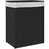 vidaXL Košara za perilo s pokrovom črna 46x33x60 cm poli ratan | Shoptok.si