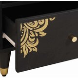 vidaXL Nočna omarica s predalom Črna 40 x 33 x 46 cm Masiven les manga | Shoptok.si