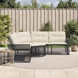 Maison Chic Vrtni kavč - Zunanji kavč z blazinami in stolčkom za noge črn poli ratan, (22043568) | Shoptok.si