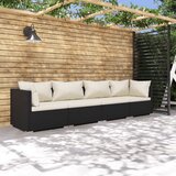 Maison Chic Seti vrtnega pohištva - Vrtna garnitura - Vrtni pohištvo set z blazinami 4-delna poli ratan črna, (21796381) | Shoptok.si
