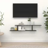 Zidna TV polica crna 125 x 18 x 23 cm od iverice