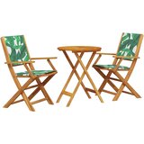  3-dijelni bistro set od tkanine i masivnog drva uzorkom lišća | Eponuda.com