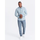 Ombre Men's long sleeve knitted SLIM FIT shirt - blue | Eponuda.ba