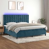  Krevet box spring s madracem LED tamnoplavi 200x200 cm baršun | shoptok.hr