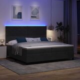  LED Box Spring Krevet s uzglavljem Crna 200 x 200 cm Baršun | shoptok.hr