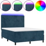 box spring s madracem LED tamnoplavi 140x190 cm baršun | shoptok.hr