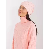 Fashion Hunters Light pink winter hat with cashmere