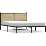 vidaXL Kovinski posteljni okvir z vzglavjem sonoma hrast 140x200 cm Cene