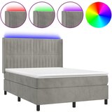 The Living Store Box spring postelja z vzmetnico LED sv. siva 140x190 cm žamet - Box Spring Postelja, (21488571) | Shoptok.si