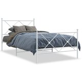 Maison Chic Kovinski Posteljni okvir - Enojna postelja - Postelja za odrasle z vzglavjem in vznožjem bel 107x203 cm, (21697043) | Shoptok.si