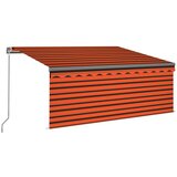 vidaXL Ročno zložljiva tenda s senčilom LED 3x2,5 m oranžna in rjava | Shoptok.si