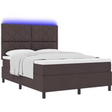 vidaXL Box Spring Bed z vzmetnico in LED temno rjava 160x200 cm tkanina, (22080821) | Shoptok.si