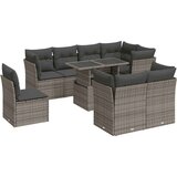 vidaXL Vrtna sedežna garnitura 9-delna z blazinami siv poli ratan | Shoptok.si